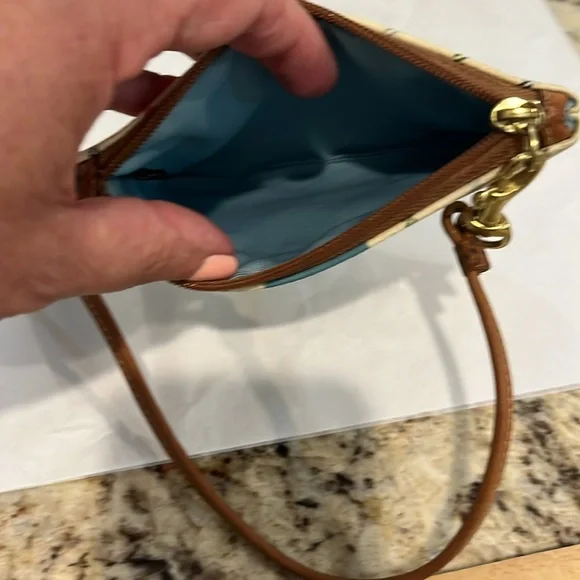 Coach Plaid Wristlet in Cream and Blue - Picture 10 of 12